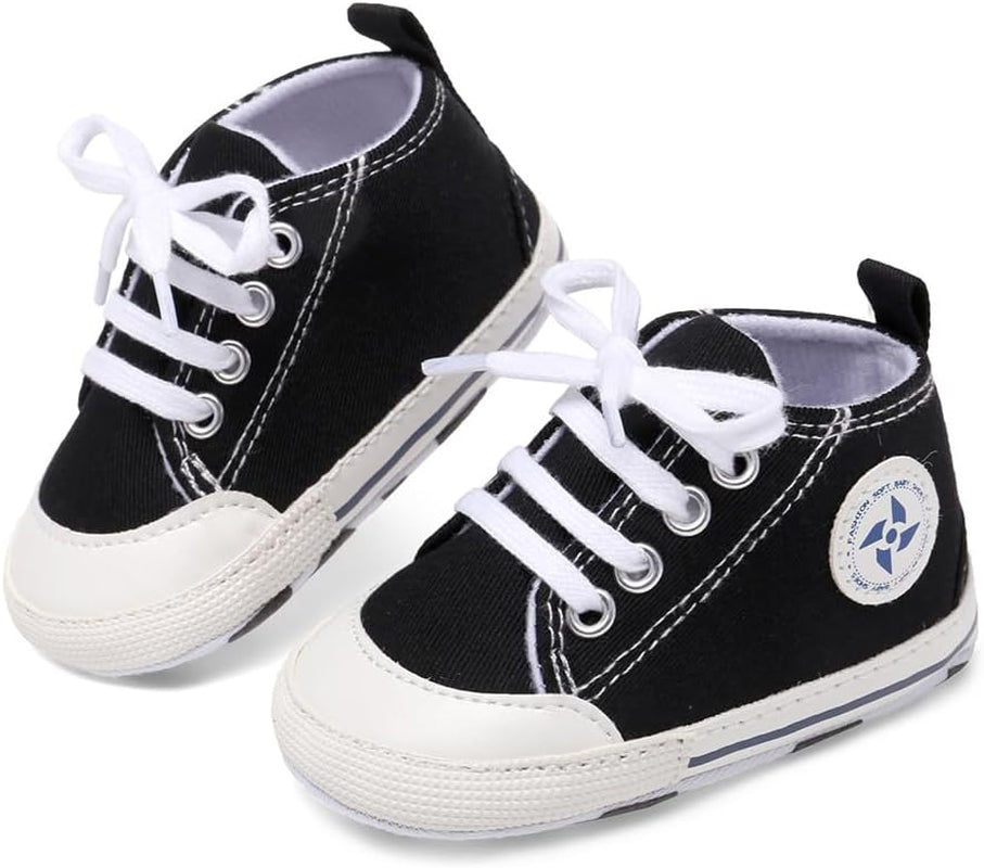 Baby Boys Girls Star High Top Sneaker Soft Anti-Slip Sole Newborn Infant First Walkers Canvas Denim Shoes